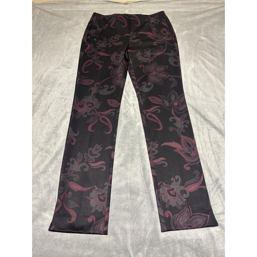 Chicos Pants Womens 6T Black Floral So Slimming 360 Juliet Ankle Pull On